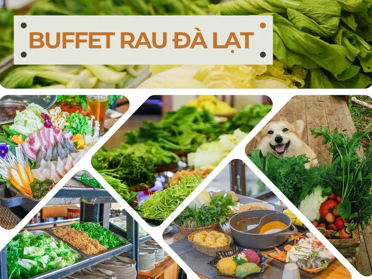 Check-in cùng bạn bè tại buffet rau Đà Lạt