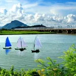Toàn cảnh Tháp Nhạn Phú Yên nhìn từ sông Đà Rằng