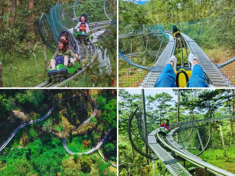 Du khách chơi máng trượt tại Thác Datanla Đà Lạt